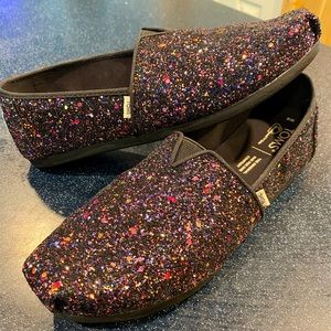 TOMS Black Alpargata Glitter